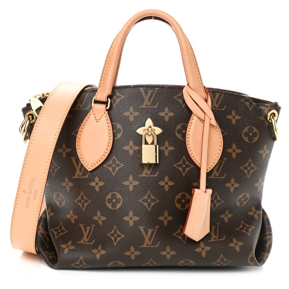 Louis Vuitton Flower Zipped Tote Monogram PM Vachetta Natural Beige Leather